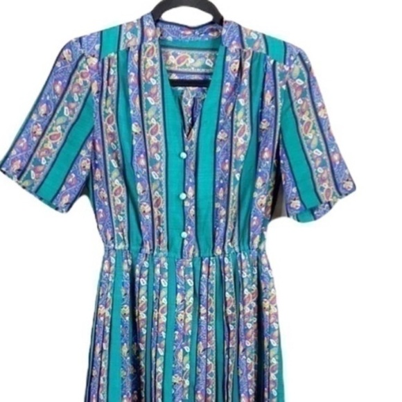 Vintage Floral Patterned Pleated Dress size S - Picture 4 of 15